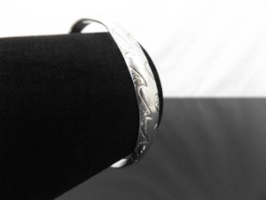 .925 Sterling Silver Carved Waves Bangle Bracelet