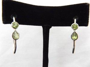 .925 Sterling Silver Peridot Hook Post Earrings