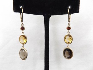 .925 Sterling Silver Multi Colored Crystal Vermeil Dangle Hinged Hook Earrings