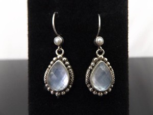 .925 Sterling Silver Lori Bonn Mother of Pearl Dangle Hook Earrings