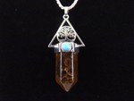 .925 Sterling Silver Tigers Eye, Tree of Life, Trinity Healing Crystal Pendant Rope Necklace