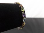 .925 Sterling Silver Multi Colored Stone Tennis Bracelet