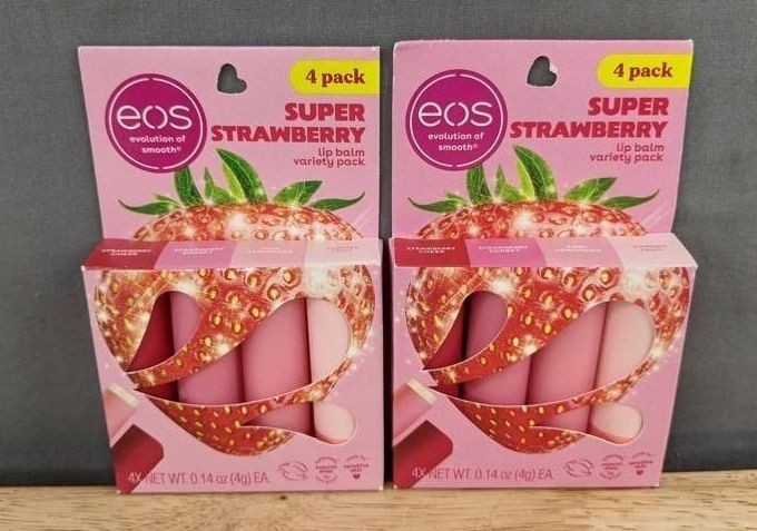 EOS Super Strawberry Lip Balm, 8 Total - Brand New
