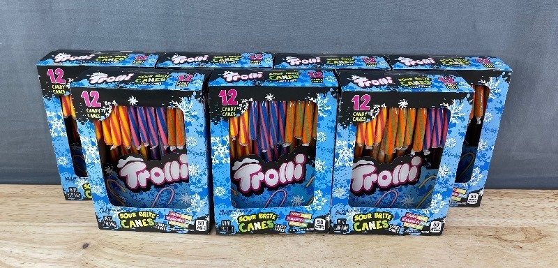 Trolli Sour Brite Candy Cane 12 Packs, 7 Total - Brand New