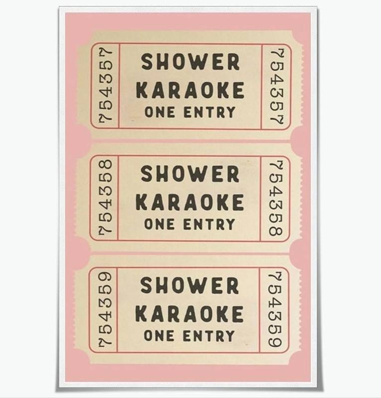 Shower Karaoke Ticket Canvas Wall Art 16 x 24 - Brand New