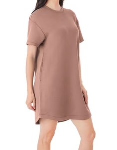 Members Mark Womens Short Sleeve Sandwash Rib Tee Brown Dress, Size XL - New