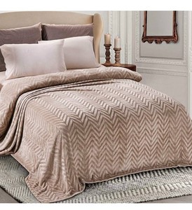Whale Flotilla Flannel Fleece Blanket, King 90 x 140, Champaign Chevron - Brand New