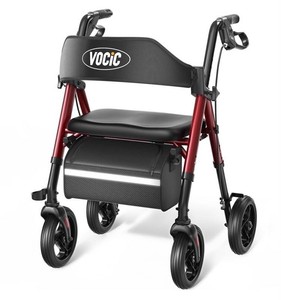 VOCIC Heavy-Duty Rollator Walker with Seat, Red, $70 Retail - Brand New