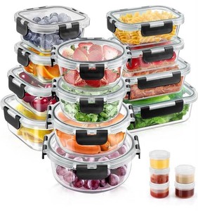 TAIMASI Glass Food Storage Set, Clear, 34 Pieces - Brand New