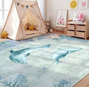 Olymen Ocean Whale Washable Area Rug 6 x 9 - Brand New