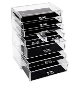 Sea Team 3-Tier 8-Drawer Acrylic Makeup Organizer, Clear, $33 Retail - Brand New