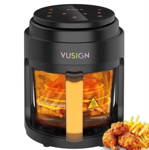 VUSIGN VS5151 5-Qt Glass Basket Air Fryer, Black - New