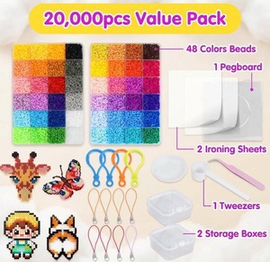Fuse Beads Kit, 2.6mm, 20,000 Pieces - Brand New