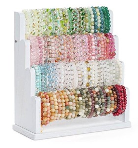 Sfugno 4-Tier Bracelet Holder Jewelry Wood Display Stand, White - Brand New