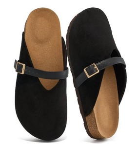 Ecentana Black Suede Mule Sandals Womens Size 7 - Brand New