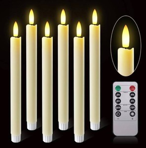LED Flameless Taper Candles 9.5 with Remote, 6-Pack - Brand New