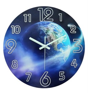 Blue Glow-in-the-Dark Silent Wall Clock 12 - Brand New