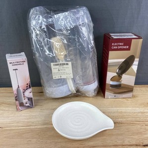 Shaker Bottles, 2 Total, Ceramic Spoon Rest, Electric Can Opener, Handheld Milk Frother - Brand New