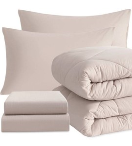Nbay Twin Comforter Set, Taupe, 5-Piece, $44 Retail - Brand New