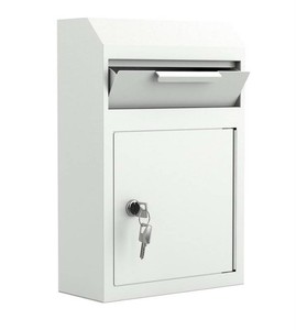 Pochae Metal Drop Box Locking Wall-Mount Mailbox, White, 14.78 - Brand New