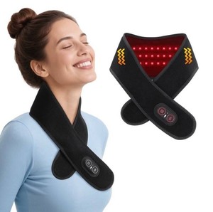 Cordless Neck Rechargeable Heating Pad with Vibration Massage, Black - Brand New
