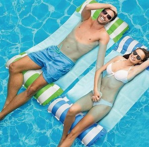 Mangchang Inflatable Adult Water Hammock Pool Floats, Green, Blue, White, 2 Total - Brand New