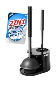 Forasto 2-in-1 Toilet Plunger & Brush Set, Black - Brand New