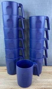 Plastic Coffee Mugs, Dark Blue, 12 Total - Brand New