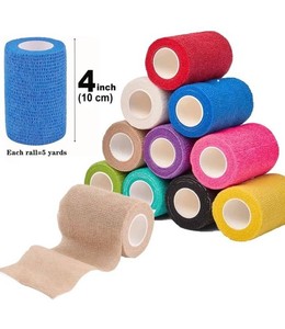 Self-Adhesive Bandage Wrap Sports Tape, 5 Yards Each, Assorted Colors, 12 Total - Brand New