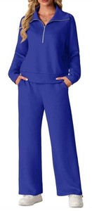 CuePly Womens 2-Piece Blue Lounge Set Size Medium - Brand New