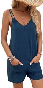 MLDRA Womens Summer Short Tank Romper Size XL, Blue - Brand New