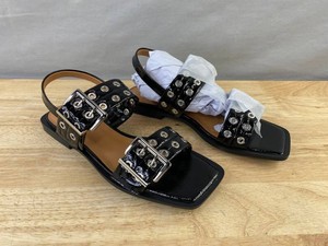 Dibyiani Womens Black Patent Sandals Size 10 - Brand New