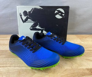 Runic Race-C3 Track Shoes, Blue, Green, Black, Removable Spikes, Mens Size 8.5 - Brand New