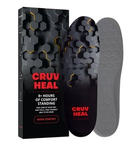 CRUVHEAL Work Comfort Insoles Size Unisex Medium, Low Arch, Black - Brand New