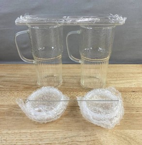 Handled Glasses with Airtight Lids, 20 oz, 2 Total, and Glass Straws, 3 Total - Brand New