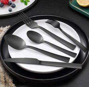 Matte Black Stainless Steel Flatware Set, 45 Pieces - Brand New