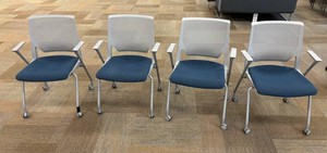 Set of 4 Rolling Mesh-Back Conference Chairs
