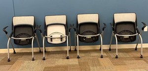 Mesh-Back Office Guest Chairs With Arms & Casters (Lot of 4)