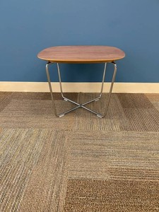 Modern Wood-Look Side Table With Chrome X-frame Base