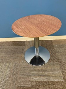 Senator Oval Wood-Effect Chrome Pedestal Table