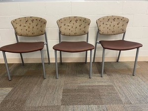 Set of 3 Upholstered Metal Frame Side Chairs