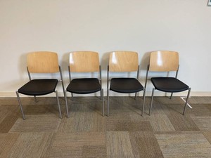 Set of 4 Wood-Back Contract Chairs