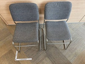 Upholstered Cantilever Guest Chairs - Gray Fabric (Lot of 2)