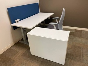 3-Piece Office Workstation Set - Sit-Stand Desk, Chair & Pedestal
