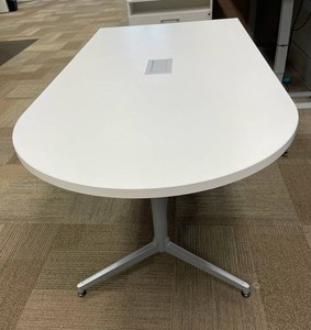 White Office Conference Table With Integrated Power & HDMI
