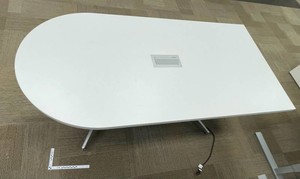 White Office Conference Table With Integrated Power & HDMI