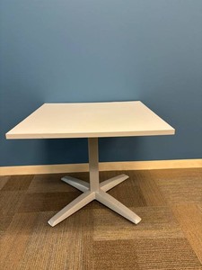 White Square Pedestal Table