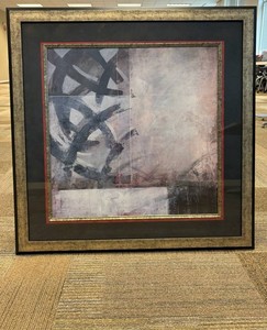 Abstract Framed Artwork With Decorative Metallic Trim