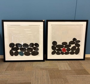 Framed Abstract Geometric Prints With Black Frames (Lot of 2)