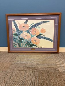 Framed Floral Botanical Artwork With Wood-Tone Frame